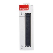 Multiprise rotative 5 prises + interrupteur + cordon 1,5m blanc/gris foncé - LEGRAND