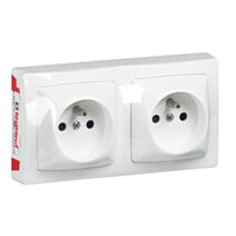 Double prise 2P+T précâblée blanc - LEGRAND