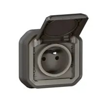 Prise avec terre étanche avec volet Plexo plastique encastrée anthracite - LEGRAND