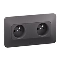 Double prise de courant avec terre Neptune 16A horizontale bornes automatiques noir - LEGRAND
