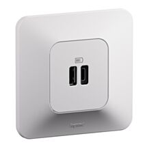 Prise double USB Neptune type-A+C 3A 15W bornes automatiques blanc - LEGRAND