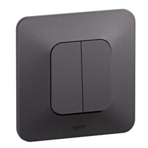 Double interrupteur ou va-et-vient Neptune 10A bornes automatiques noir - LEGRAND