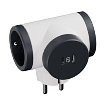 Fiche multiprise 2x2P+T 16A 230V 3680W latérales 2 USB C noir/blanc - LEGRAND