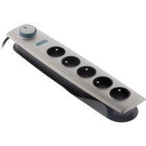 Multiprise 5 prises parafoudre + interrupteur titanium - OTIO