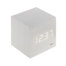 Thermomètre cube bois blanc