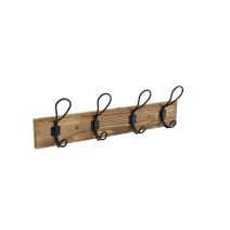 Portemanteau 4 patères à fixer Wood Bois Vieilli Noir - BAR PLUS