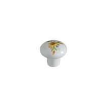 Bouton de meuble céramique Ø35mmx32mm blanc/jaune - BAR PLUS