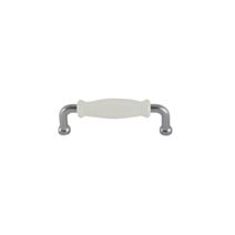 Poignée de meuble porcelaine chrome/blanc entraxe 96mm - BAR PLUS