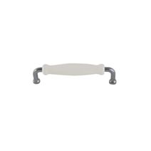Poignée de meuble porcelaine chrome/blanc entraxe 128mm - BAR PLUS