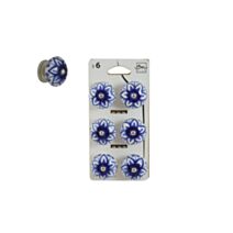 Bouton de meuble porcelaine 6x bleu - BAR PLUS
