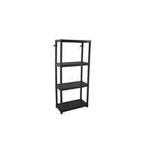 Etagère rangement premium 4 tablettes plastique 130x60x30,5 noir 