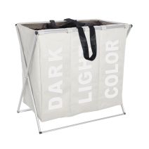 panier à linge trio beige polyester/alu. 130 l - WENKO