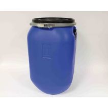 Fût ouverture totale 60l bleu couvercle et cerclage