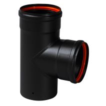 Té équerre 90° en émail noir mat 80mm spécial poêle à pellets - TEN
