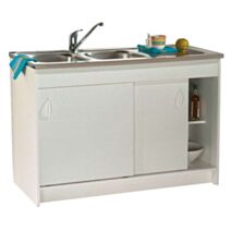 Meuble sous-évier blanc Orion 2 portes coulissantes 120 cm