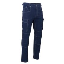 Pantalon denim avec poches genouillères BLEU DENIM T50