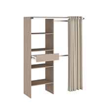 Aménagement de placard brooklyn chêne avec rideau beige