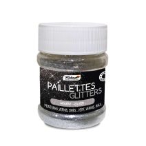 Paillettes colorées pour peinture, vernis et cire 80g Argent