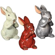 Lapin Jano Japandi Terre Cuite Emaillée Artisanale Ø20cm 14,5x12x20cm - DEROMA