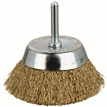 Brosse conique fils acier laitonné ondulés Ø 75 mm - SCID