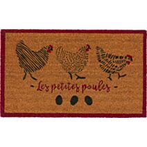 Tapis abrité brossant Eco-Co Poules 75x45cm - CORYL