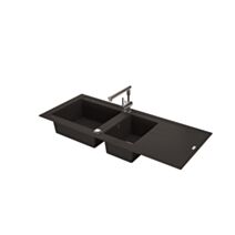 Evier à encastrer Tango 2 cuves + égouttoir Noir - CAREA