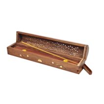 Coffre brûle encens baton et cônes en bois 30 x 5,5 cm - HOMEA