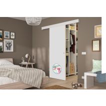 Kit porte coulissante blanc prêt à peindre 730 mm 