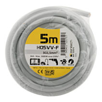 Cable ho5vvf 3x1.5 gris 5m - plasto - INOTECH