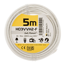 Cable ho3vvh-2f 2x0.75 blanc 5m - INOTECH