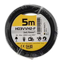 Cable ho3vvh-2f 2x0.75 noir 5m - plasto - INOTECH