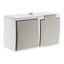 Va-et-vient + prise 2p+t ip54 gris clair