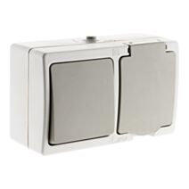 Mixte va et vient + prise 2P+T 16a gris clair IP54 akya - INOTECH