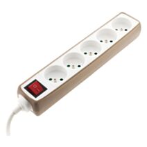 Multiprise 5 prises 16A + interrupteur + coque gris taupe TPx171212