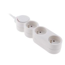 Multiprise 3 prises Home 16a 2P+T + interrupteur + fiche extraplate