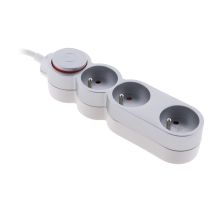 Multiprise 3 prises Home 16a 2P+T + interrupteur + fiche extraplate