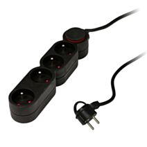 Multiprise 4 prises Home + Extra Plate Noir Home