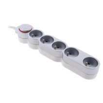Multiprise 5 prises Home 16a 2P+T + interrupteur + fiche extraplate