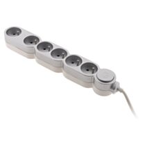 Multiprise 6 prises Home + Fiche Extraplate Argent - INOTECH
