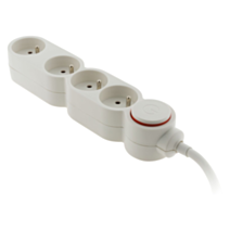 Bloc home 4 prises 16A 2P+T avec interrupteur et fiche extraplate blanc