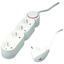 Multiprises 4 Prises 16A + Fiche Parafoudre Blanc Home