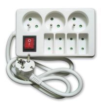 Bloc 4 prises 6A + 3 x 16A blanc câble H05VV-F 3G1mm² - INOTECH