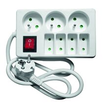 Bloc 4 prises 6A + 3 x 16A blanc câble H05VV-F 3G1 mm² - INOTECH