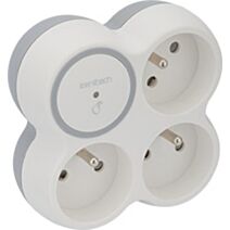 Triplite 3 prises frontales avec terre 16A + parafoudre blanc/gris Bolea - ZENITECH