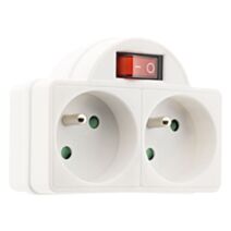 Fiche 2 prises Biplite 16a 2P+T + interrupteur facade blanc