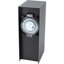 Borne de jardin + programmateur à fixer aluminium noir - ZENITECH