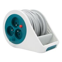 Mini enrouleur ménager 3 prises bleu