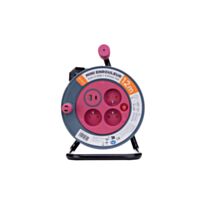 Enrouleur ménager compact de 12m 3 prises + 2 USB Rose - ZENITECH