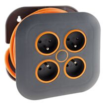Enrouleur ménager 4 prises 2P+T 16a + coupe-circuit - gris/orange - ZENITECH