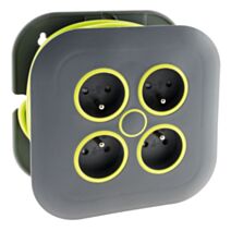 Enrouleur ménager 4 prises 2P+T 16a + coupe-circuit - gris/vert - ZENITECH